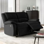 Canap de relaxation manuel 2 places en microfibre noir - valia