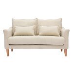 Miliboo - canap� scandinave 2 places en tissu beige et bois clair kate