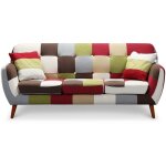 Cotecosy ? canap� droit 3 places multicolore ? dossier bas et pieds arqu�s ? dimensions l177 x p80 x ...