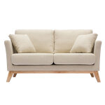 Miliboo - canap scandinave dhoussable 2 places en tissu beige et bois clair oslo