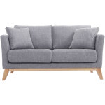 Miliboo - canap� scandinave d�houssable 2 places en tissu gris clair et bois clair oslo