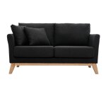 Canapé scandinave déhoussable 2 places en tissu gris foncé et bois clair oslo Canapé scandinave déhoussable 2 places en tissu gris foncé et bois clair oslo