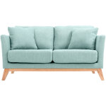 Miliboo - canap scandinave dhoussable 2 places en tissu vert lagon et bois clair oslo