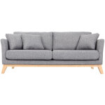 Miliboo - canap scandinave dhoussable 3 places en tissu gris clair et bois clair oslo