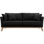 Miliboo - canap scandinave dhoussable 3 places en tissu gris fonc et bois clair oslo