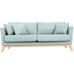 Miliboo - canap scandinave dhoussable 3 places en tissu vert lagon et bois clair oslo