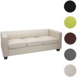 Mendler - canapé / sofa m65, 3 places, 191x75x70cm, simili - cuir, crème Mendler - canapé / sofa m65, 3 places, 191x75x70cm, simili - cuir, crème