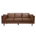 Miliboo - canapé vintage 3 places cuir marron et bois foncé bradley Miliboo - canapé vintage 3 places cuir marron et bois foncé bradley