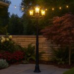 Candlabre 3 flammes lampadaire extrieur lampe d'alle lampe de jardin lanterne noire lampe de terrasse, ...