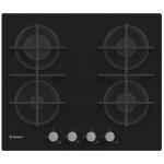 Candy ? plaque de cuisson gaz 4 foyers ? puissance 7200 watts ? verre tremp� noir ? grilles en fonte ...