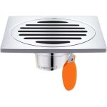 Caniveau de douche carr� inoxydable 100 mm anti - odeurs pour salle de bain argent� ortviai