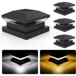 Capuchon de poteau solaire, 3000k / 6000k lot de 4 solaires capuchon pour poteau, auto on / off, ip65 ...