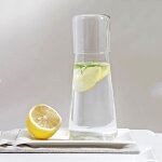 Carafe eau transparente 800ml avec verre, pour table chevet, nuit, bain de bouche. ensemble verre + tasse. ...