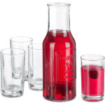 Carafe � eau avec verres, set de 5 pi�ces, 1, 5 l, 200 ml, cruche sans couvercle, service �l�gant, transparent ...