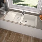 Carea - vier  encastrer duo 2 bacs blanc