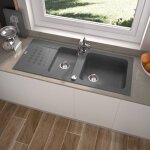 Carea - vier  encastrer duo 2 bacs gris