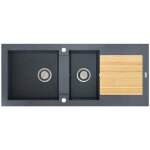 Carea - �vier � encastrer multifonction katla 2 bacs gris b�ton