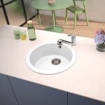 Carea - evier rond sous et sur plan mirade blanc