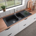 Carea - vier  encastrer ziral 2 bacs noir