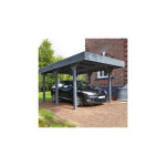 M&s - carport 1 voiture 304x517x234 en pin anthracite et toit polycarbonate