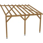 Carport adoss 6x3 - tuilable pente 30% - bois massif trait cl3 marron - robuste sans la visserie et ...