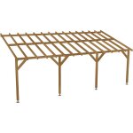 Jardinatoire - carport adoss� 7x3 - pente 30% - bois massif trait� cl3 marron - durable sans la visserie ...