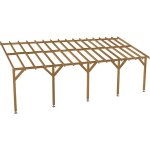 Carport adoss� 8x3 - pente 30% - bois massif trait� cl3 marron - durable + vis & pieds de poteaux r�glables ...