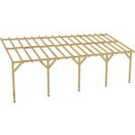 Jardinatoire - carport adoss� 8x3 - pente 30% - bois massif - durable + vis & pieds de poteaux r�glables ...