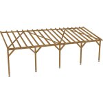 Jardinatoire - carport adoss 9x3 - tuilable pente 30% - bois massif trait cl3 marron - robuste + vis ...