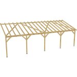 Carport adossé 9x3 - tuilable pente 30% - bois massif - robuste + vis & pieds de poteaux réglables Carport adossé 9x3 - tuilable pente 30% - bois massif - robuste + vis & pieds de poteaux réglables