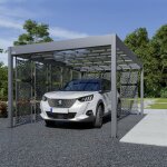 Trigano - carport simple 16, 59m² + 8 claustras en métal anthracite - libeccio Trigano - carport simple 16, 59m² + 8 claustras en métal anthracite - libeccio