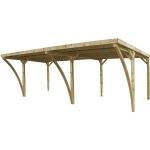 Gardenas - carport double en bois et panneaux ondulés capri 6 x 5 m Gardenas - carport double en bois et panneaux ondulés capri 6 x 5 m