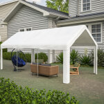 Carport, garage tente voiture tunnel 3x6 m double entr�e, b�che pe oxford imperm�able, structure acier ...