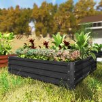 Carr� potager de jardin acier galvanis�e 120 x 120 x 30 cm gris