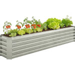 Carr� potager - outsunny - barres de soutien et plaques d'angle - fond ouvert - en acier galvanis� - ...