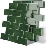 Carreaux adh�sifs �pais, carreaux muraux auto - adh�sifs, cr�dence de cuisine style m�tro, vert, 10 feuilles ...
