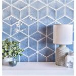 Carrelage mural terre cuite �maill�e artisanale losange bleu pacifique (brillant) - g206 - - bo�te de ...