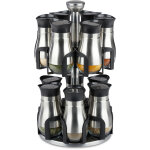 Carrousel à épices, 12 pots, acier inoxydable & verre, rotatif, lave - vaisselle, support à herbes, argenté ... Carrousel à épices, 12 pots, acier inoxydable & verre, rotatif, lave - vaisselle, support à herbes, argenté ...