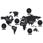 Carte du monde avec 5 horloges