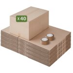 Pack and move - lot 40 cartons d�m�nagement seconde main - 57 x 39 x 34 cm - cartons r�employ�s - seconde ...