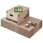 Pack and move - lot 30 cartons d�m�nagement stockage m - 60 x 40 x 30 cm - poign�es renforc�es - 2 adh�sifs ...