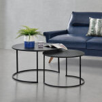 [en. casa] - lot de 2 tables basses korenica rondes gigognes noir