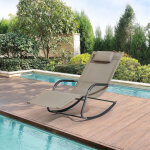 [en. casa] - bain de soleil  bascule caracena acier textile 147 x 63 x 89 cm beige