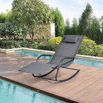 [en. casa] - bain de soleil  bascule caracena acier textile 147 x 63 x 89 cm gris fonc