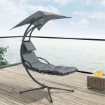 [en. casa] - bain de soleil suspendu lorca support sur pied 166 x 116 x 210 cm noir gris