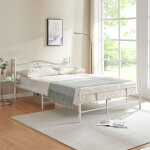 [en. casa] - cadre de lit double florenz acier revtu par poudre 160 x 200 blanc