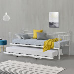 [en. casa] - cadre de lit gigogne en mtal skutskr blanc 90x200cm