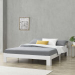[en. casa] - cadre de lit simple raisio en pin 120 x 200 cm blanc