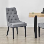 [en. casa] - chaise de salle  manger chester motif chesterfield 100x53x60 cm gris clair