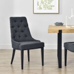 [en. casa] - chaise de salle  manger chester motif chesterfield 100x53x60 cm gris fonc